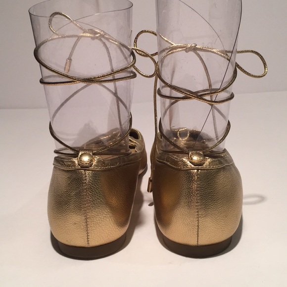 MICHAEL Michael Kors gold criss-cross strap flat - Picture 4 of 8